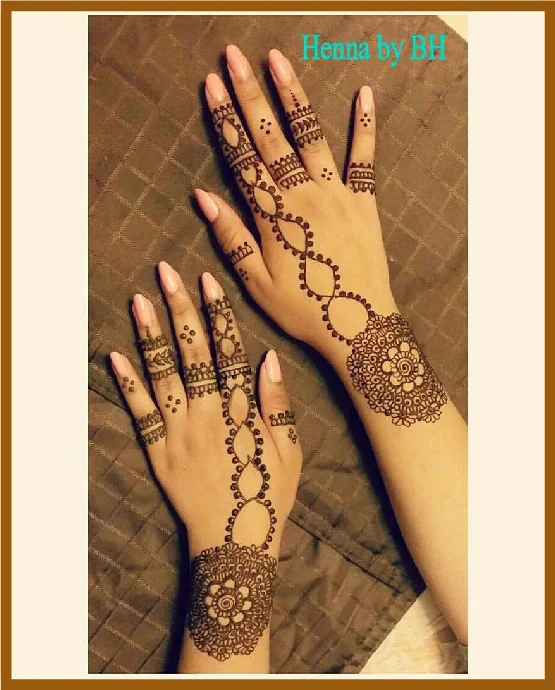 Unique Spiral Chain Modern Back Hand Mehndi Design